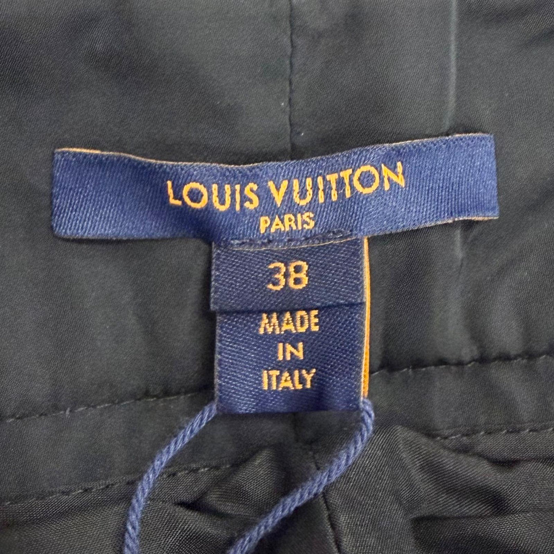 Pristine LOUIS VUITTON Pants LV logo metal, hem zip design, side stripe Navy 38