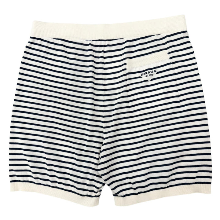 Excellent PRADA Shorts Border Pattern Navy silk mens 50 UMP120 S221 102P