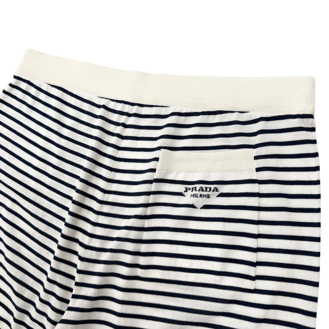 Excellent PRADA Shorts Border Pattern Navy silk mens 50 UMP120 S221 102P