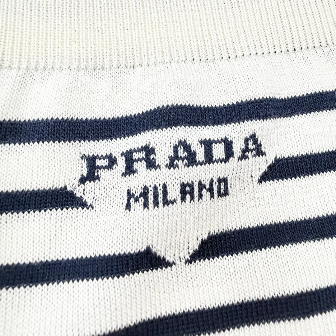 Excellent PRADA Shorts Border Pattern Navy silk mens 50 UMP120 S221 102P