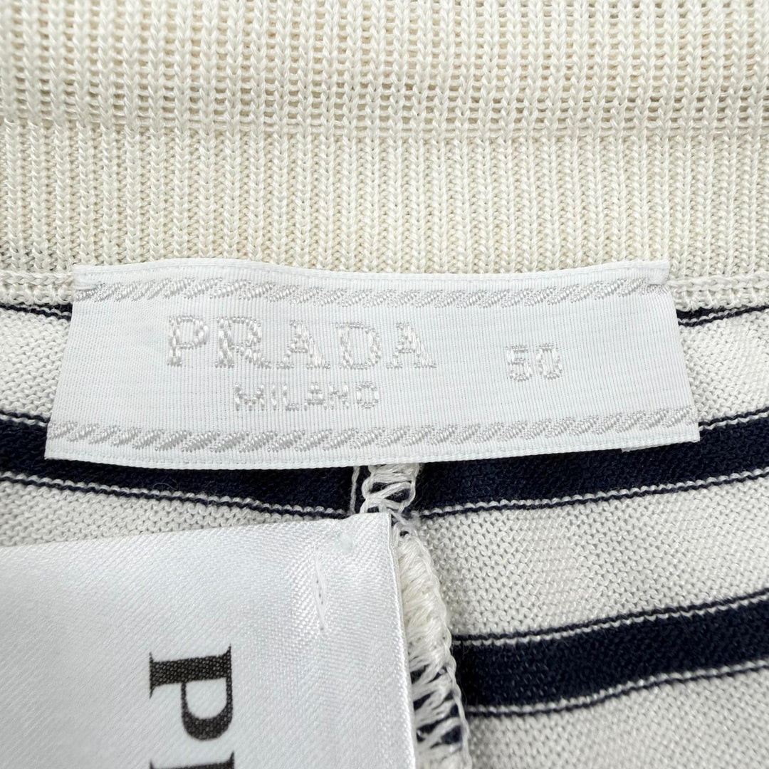 Excellent PRADA Shorts Border Pattern Navy silk mens 50 UMP120 S221 102P