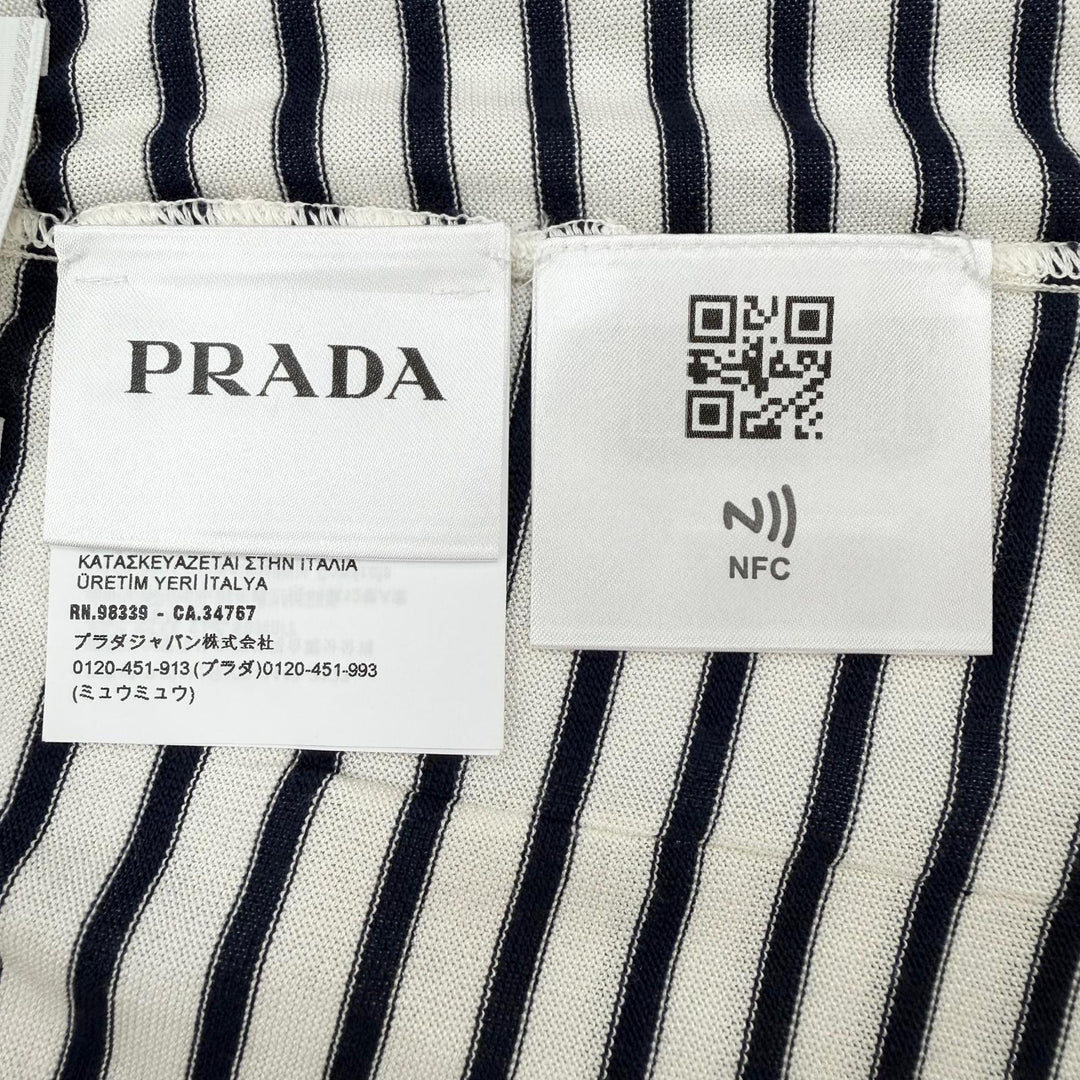 Excellent PRADA Shorts Border Pattern Navy silk mens 50 UMP120 S221 102P