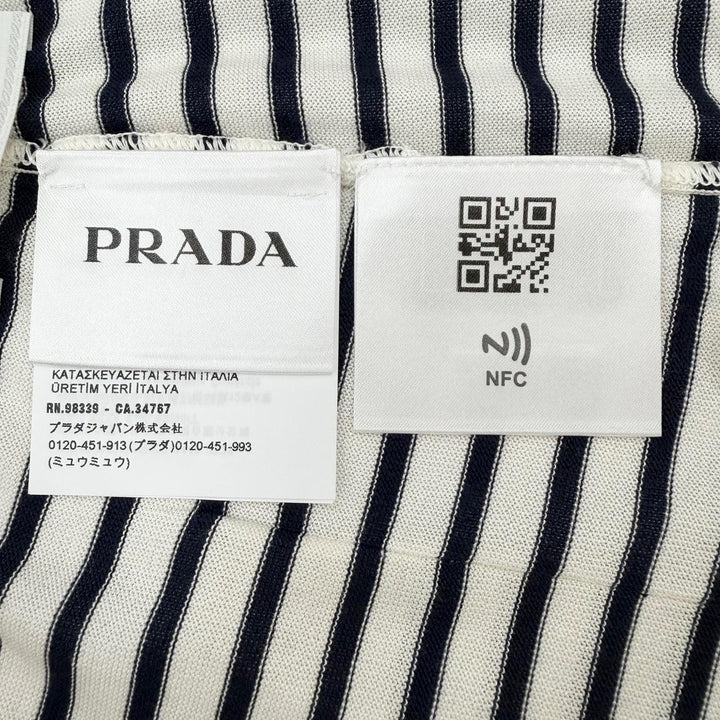 Excellent PRADA Shorts Border Pattern Navy silk mens 50 UMP120 S221 102P