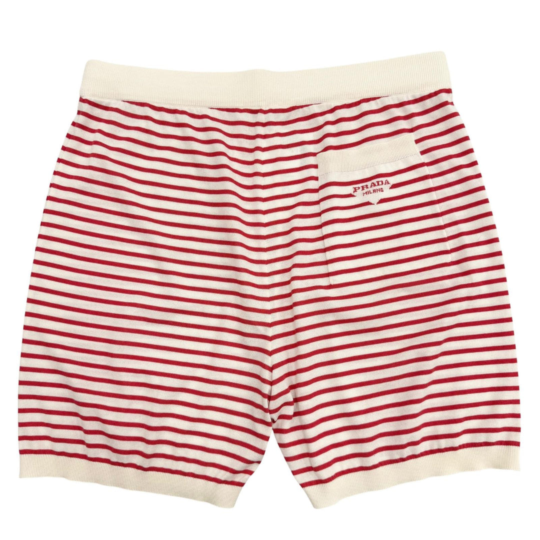 Excellent PRADA Shorts Border Pattern Red silk mens 50 UMP120 S221 102P