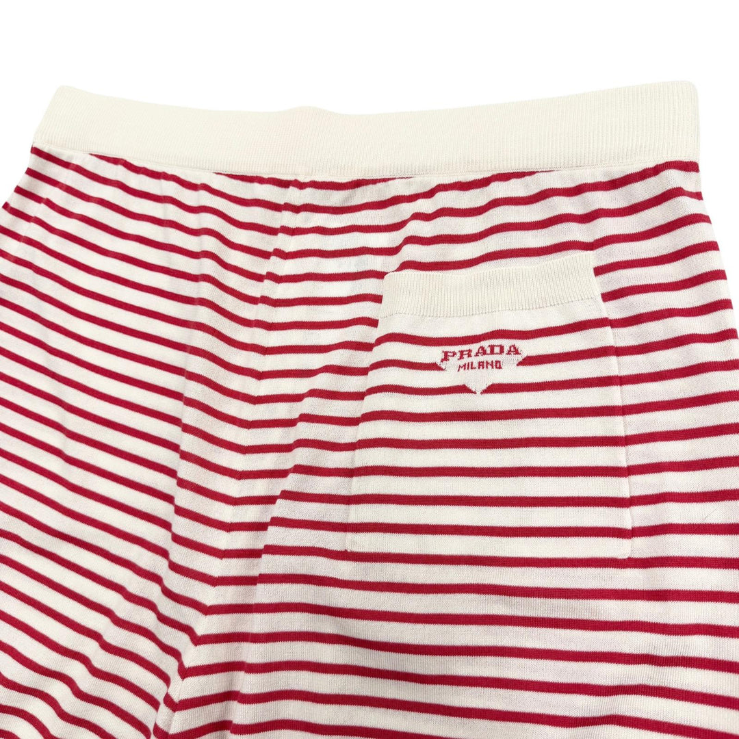 Excellent PRADA Shorts Border Pattern Red silk mens 50 UMP120 S221 102P