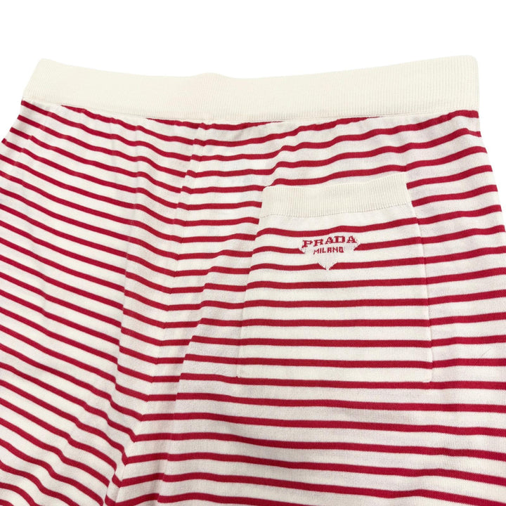 Excellent PRADA Shorts Border Pattern Red silk mens 50 UMP120 S221 102P