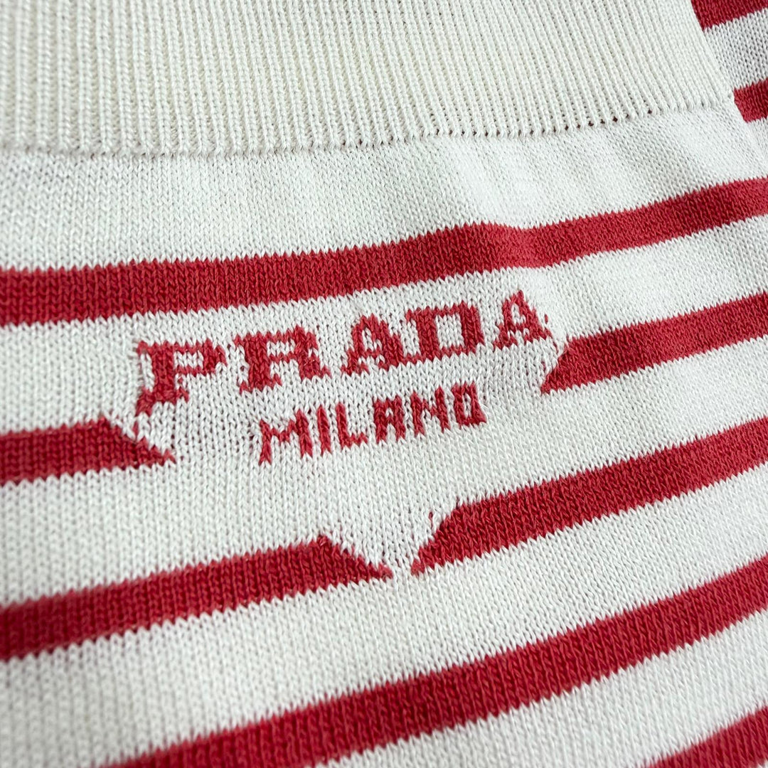 Excellent PRADA Shorts Border Pattern Red silk mens 50 UMP120 S221 102P