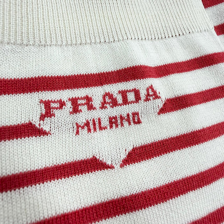 Excellent PRADA Shorts Border Pattern Red silk mens 50 UMP120 S221 102P