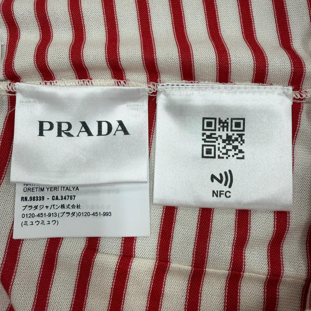 Excellent PRADA Shorts Border Pattern Red silk mens 50 UMP120 S221 102P