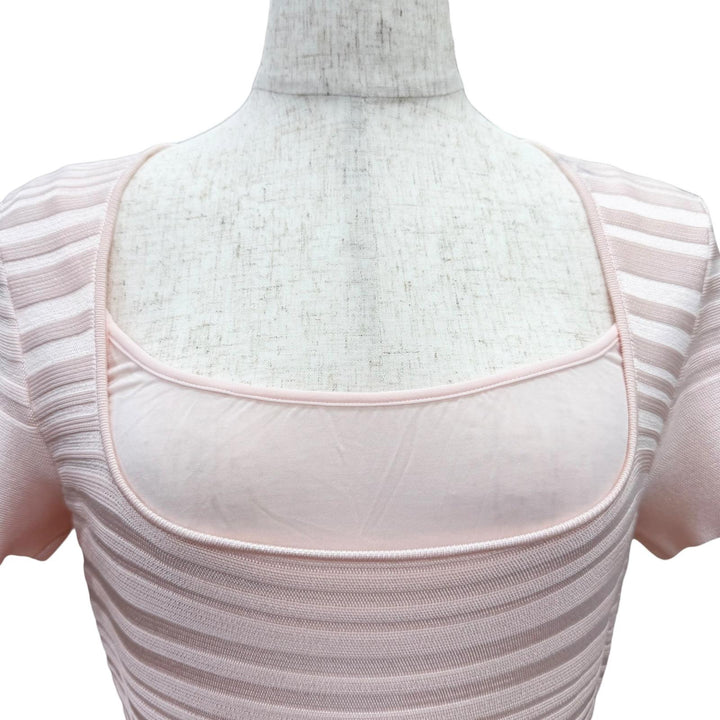 Great Christian Dior one piece Short-sleeved knit top with built-in pink 40