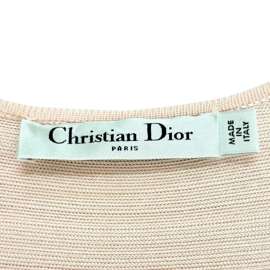 Great Christian Dior one piece Short-sleeved knit top with built-in pink 40