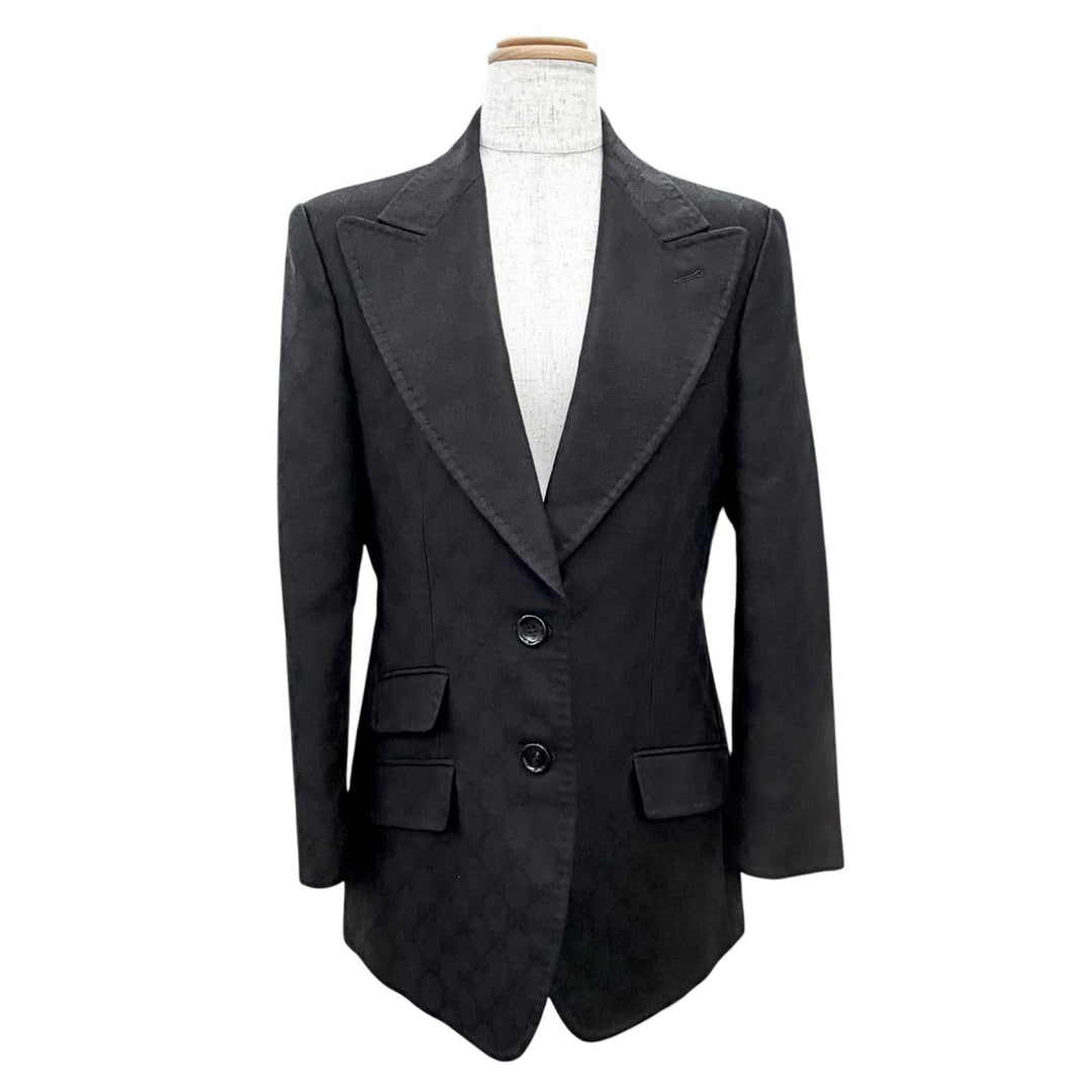 Great GUCCI tailored jacket GG pattern logo button single black 42 721089 ZAKF8