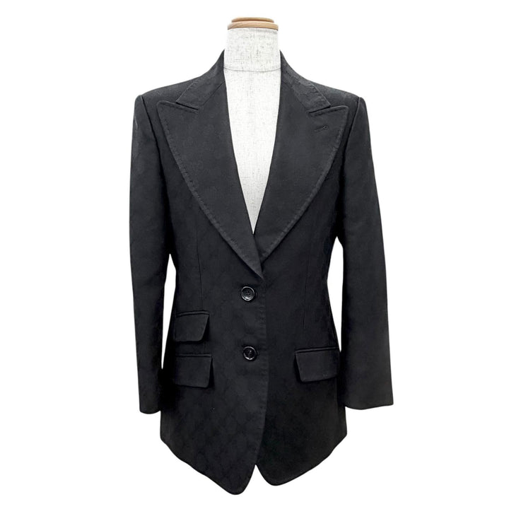 Great GUCCI tailored jacket GG pattern logo button single black 42 721089 ZAKF8