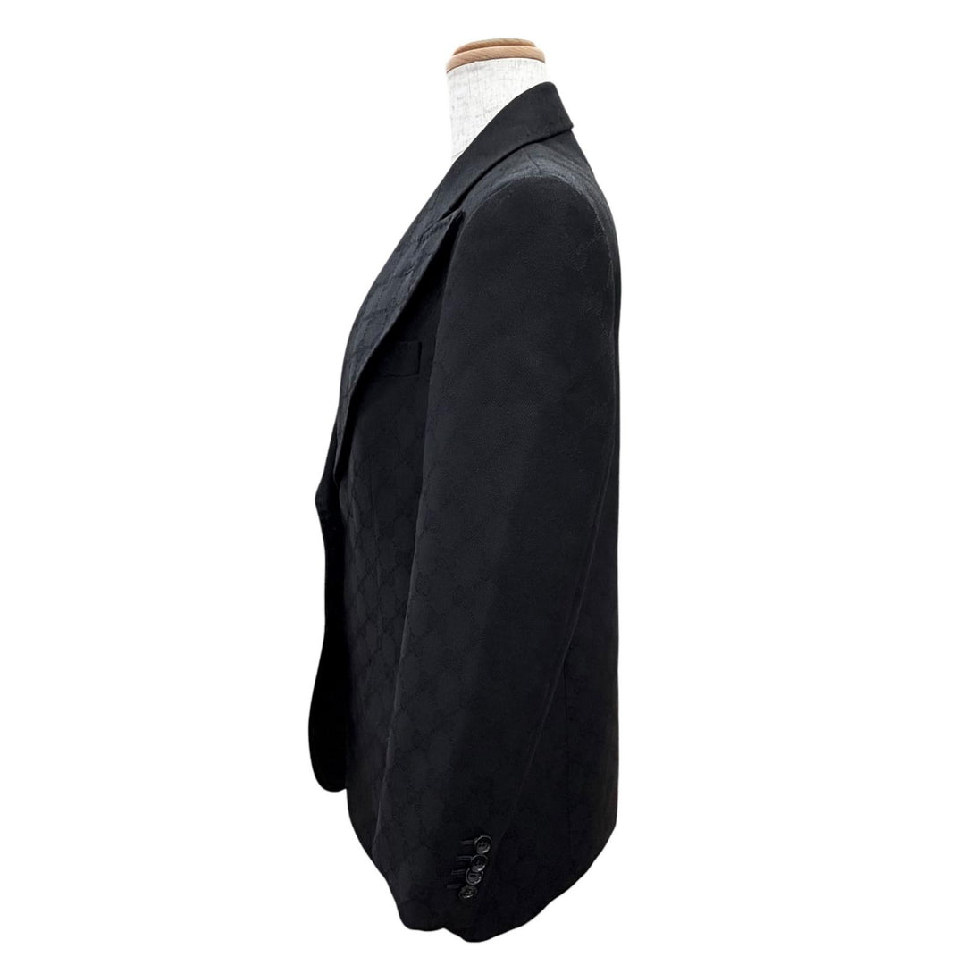 Great GUCCI tailored jacket GG pattern logo button single black 42 721089 ZAKF8