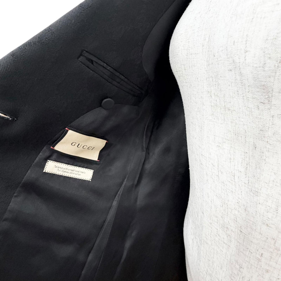 Great GUCCI tailored jacket GG pattern logo button single black 42 721089 ZAKF8