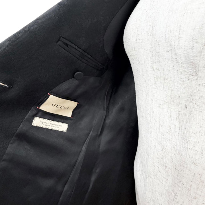 Great GUCCI tailored jacket GG pattern logo button single black 42 721089 ZAKF8