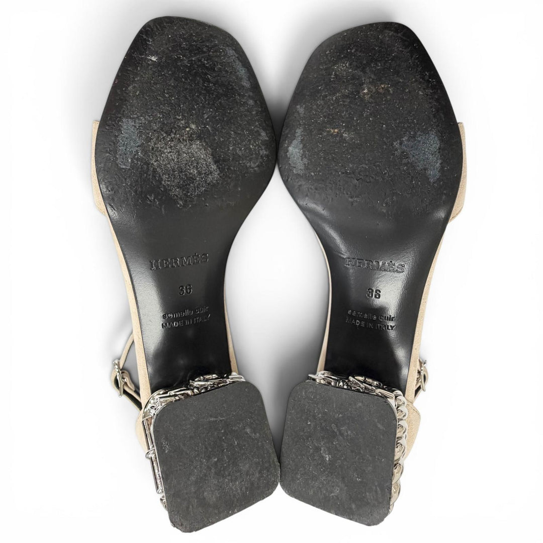 Great HERMES Sandals 60 grams Chaine d'Ancre Ankle Strap Suede 36 231240Z