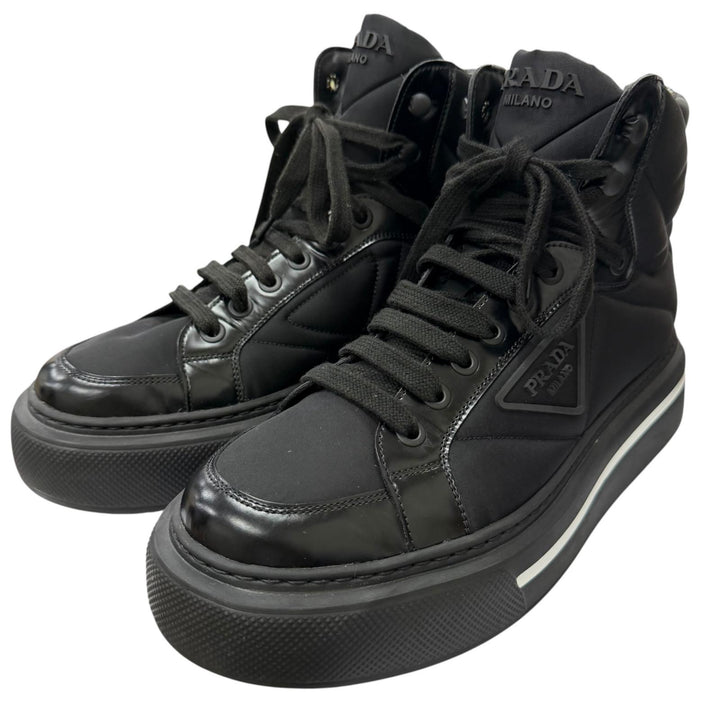 Great PRADA High cut sneakers Triangle logo Re-Nylon black