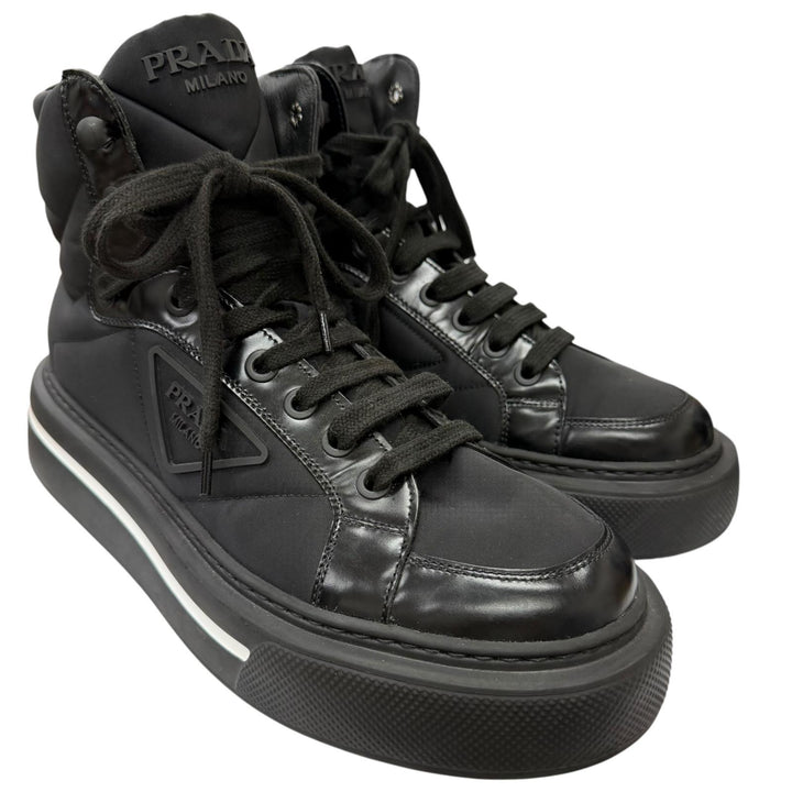 Great PRADA High cut sneakers Triangle logo Re-Nylon black