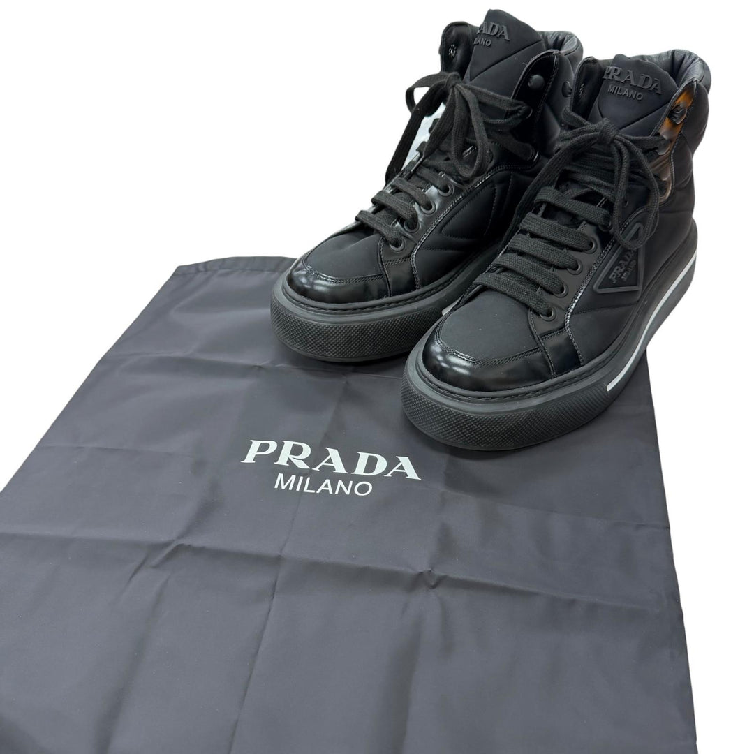 Great PRADA High cut sneakers Triangle logo Re-Nylon black