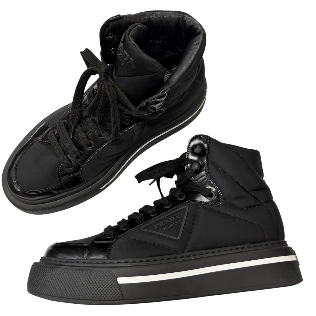 Great PRADA High cut sneakers Triangle logo Re-Nylon black