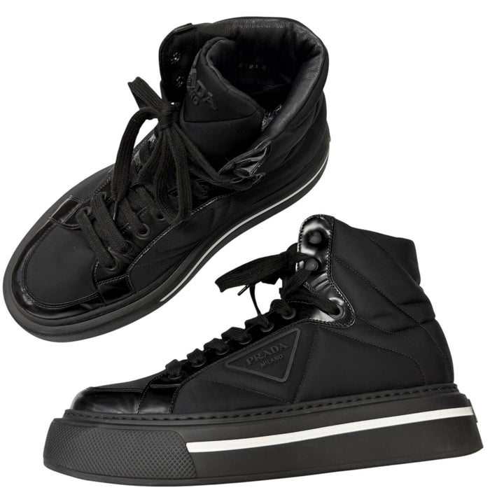 Great PRADA High cut sneakers Triangle logo Re-Nylon black