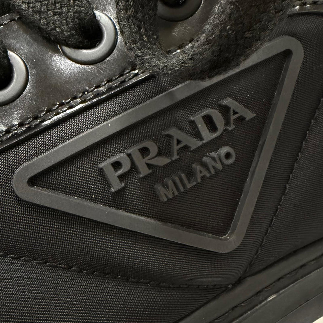 Great PRADA High cut sneakers Triangle logo Re-Nylon black