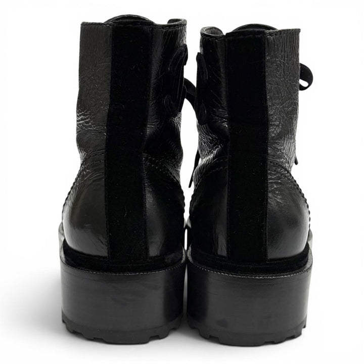 Great CHANEL short boots black leather Women 36 G35154