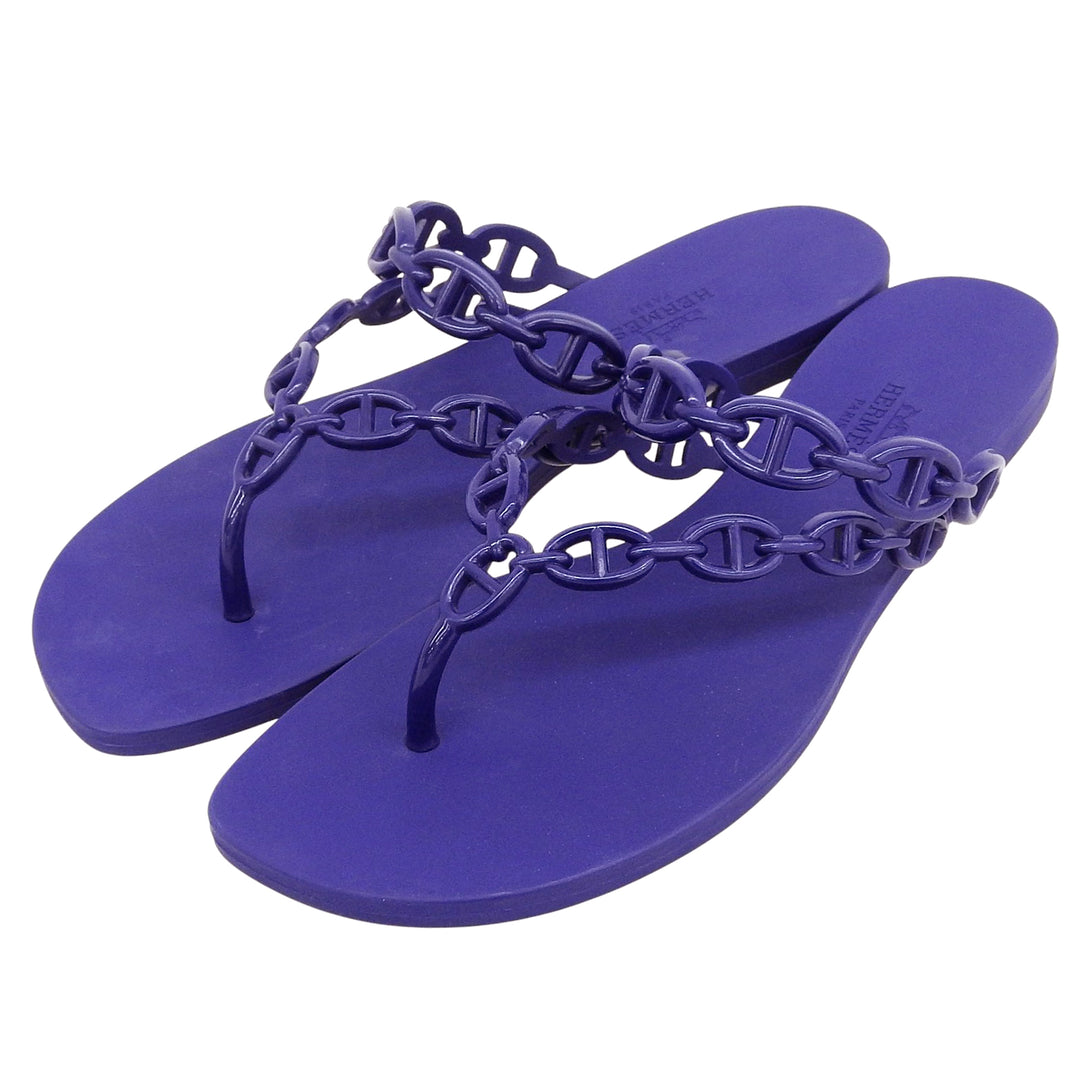 Great HERMES Sandals island ChÃ©ne Dunkel Navy rubber Women 38 241051Z