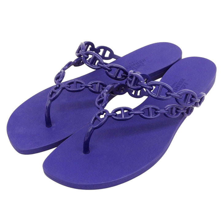 Great HERMES Sandals island ChÃ©ne Dunkel Navy rubber Women 38 241051Z