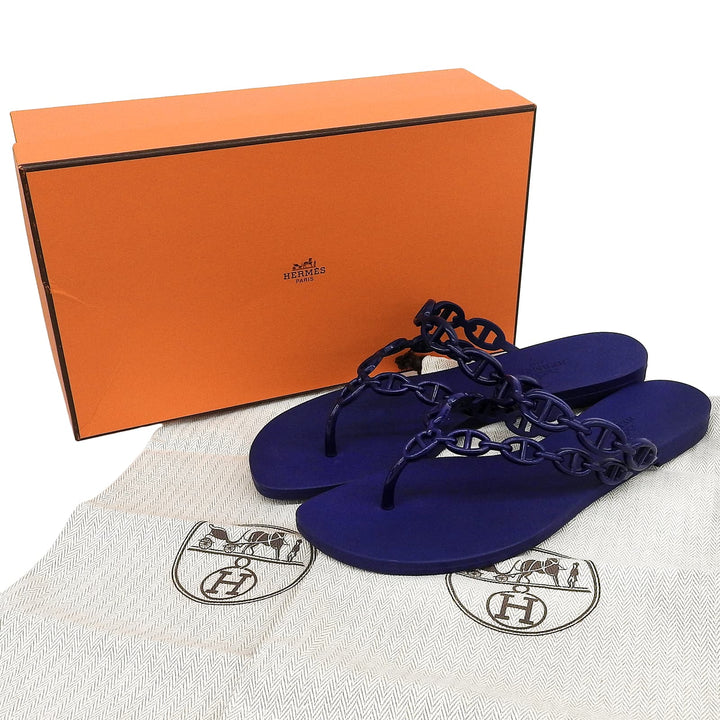 Great HERMES Sandals island ChÃ©ne Dunkel Navy rubber Women 38 241051Z