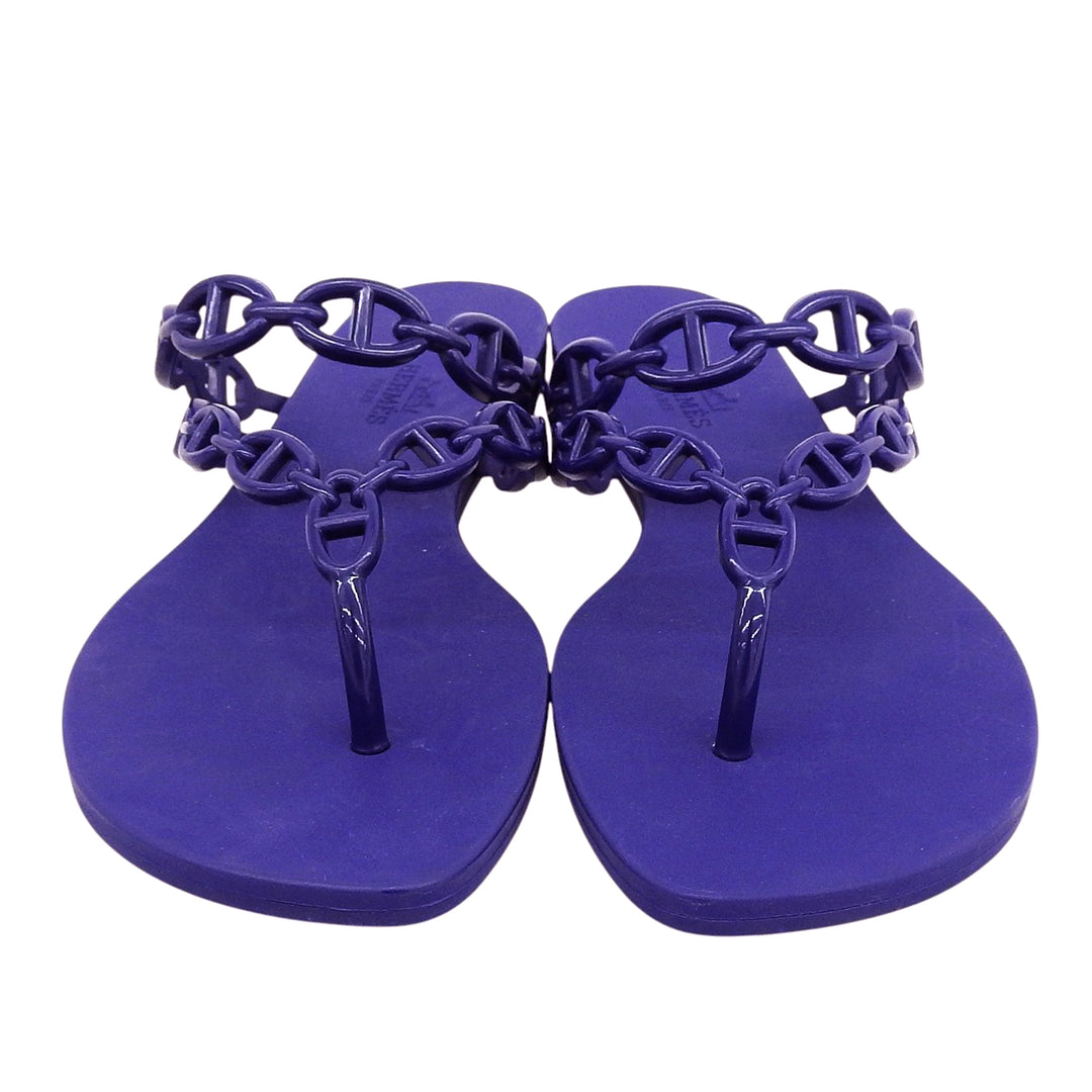 Great HERMES Sandals island ChÃ©ne Dunkel Navy rubber Women 38 241051Z