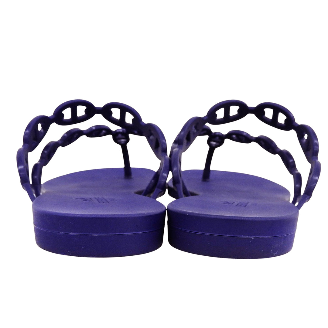 Great HERMES Sandals island ChÃ©ne Dunkel Navy rubber Women 38 241051Z