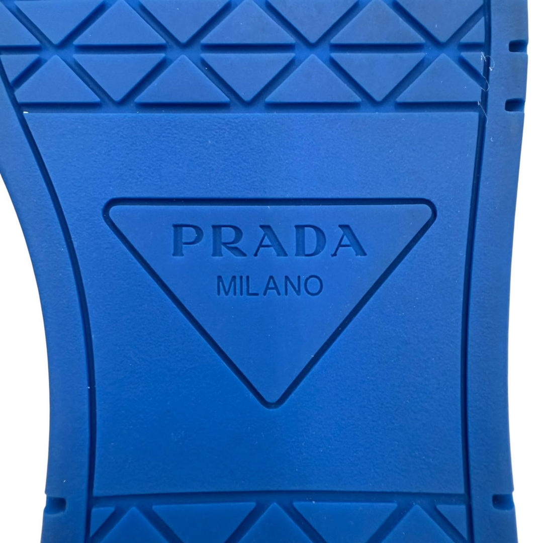 Excellent PRADA Low cut sneakers triangle logo triangle plate blue 5 2EE364