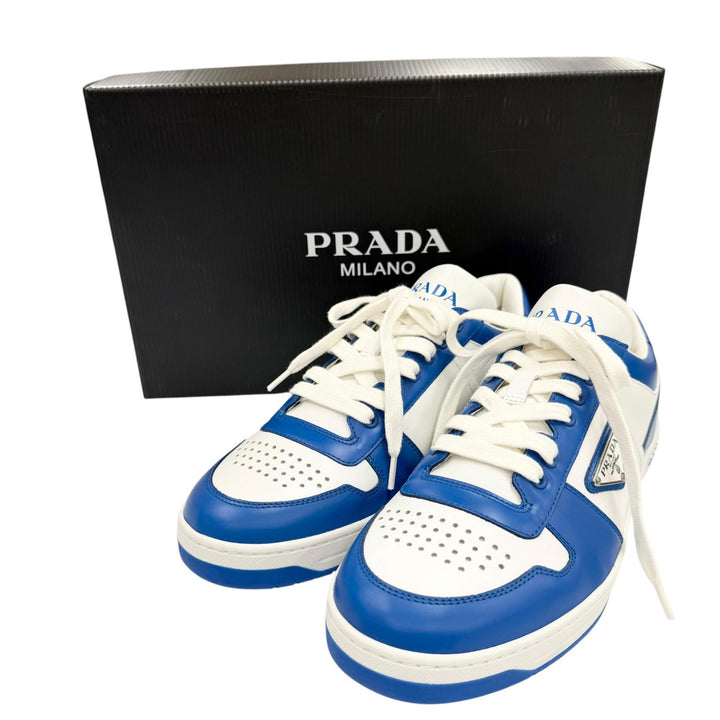Excellent PRADA Low cut sneakers triangle logo triangle plate blue 5 2EE364