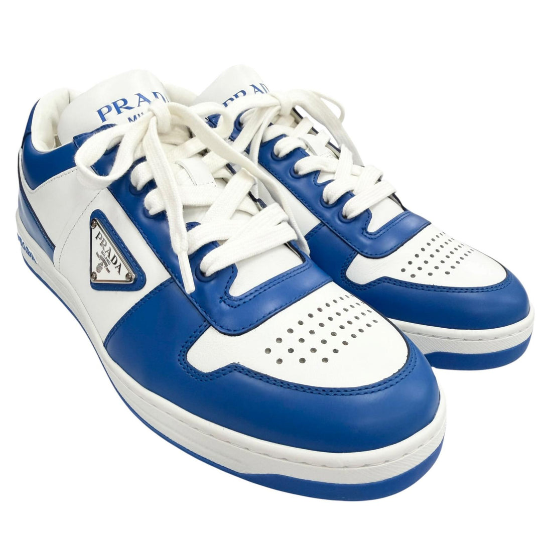 Excellent PRADA Low cut sneakers triangle logo triangle plate blue 5 2EE364
