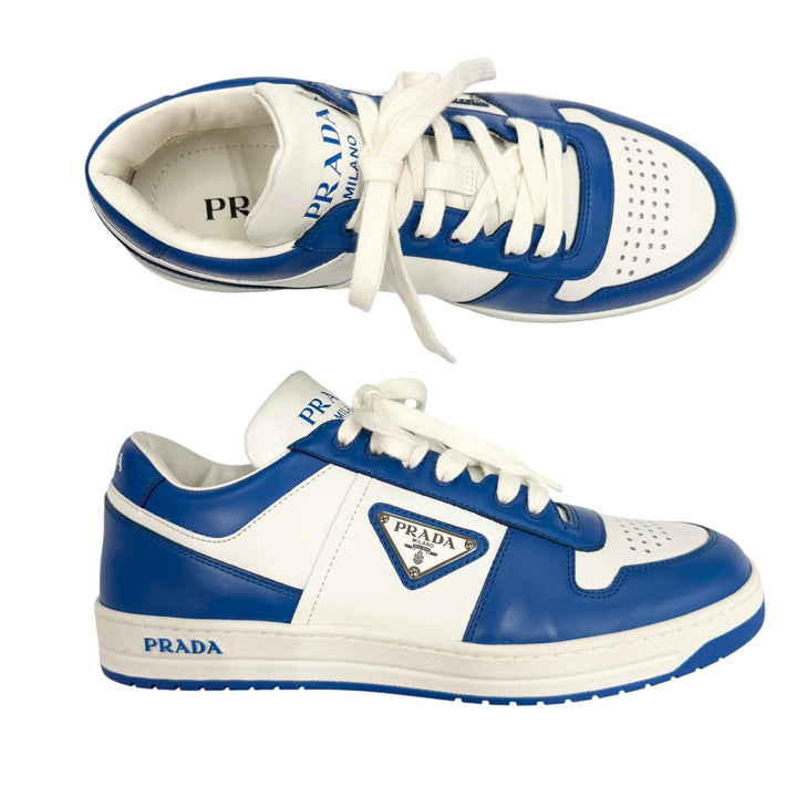 Excellent PRADA Low cut sneakers triangle logo triangle plate blue 5 2EE364