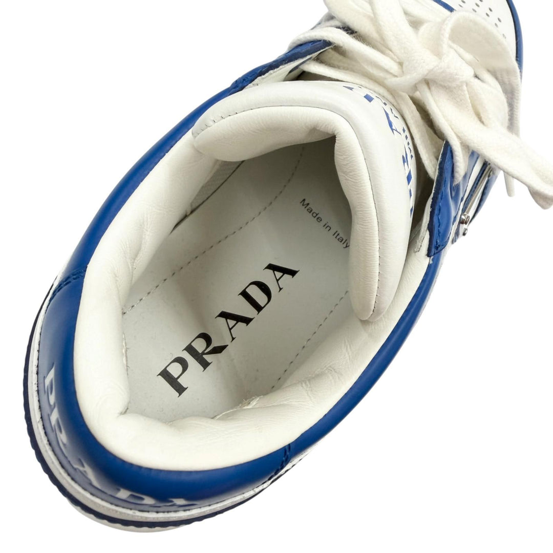 Excellent PRADA Low cut sneakers triangle logo triangle plate blue 5 2EE364