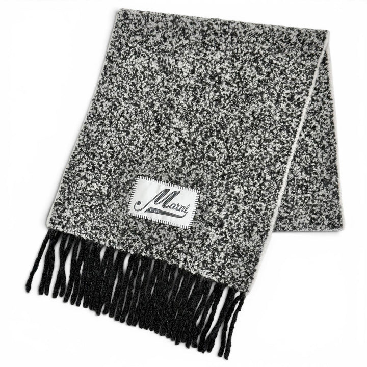 Excellent MARNI Scarf Logo patch, boucle weave, fringe, long alpaca SCMC0145Y0