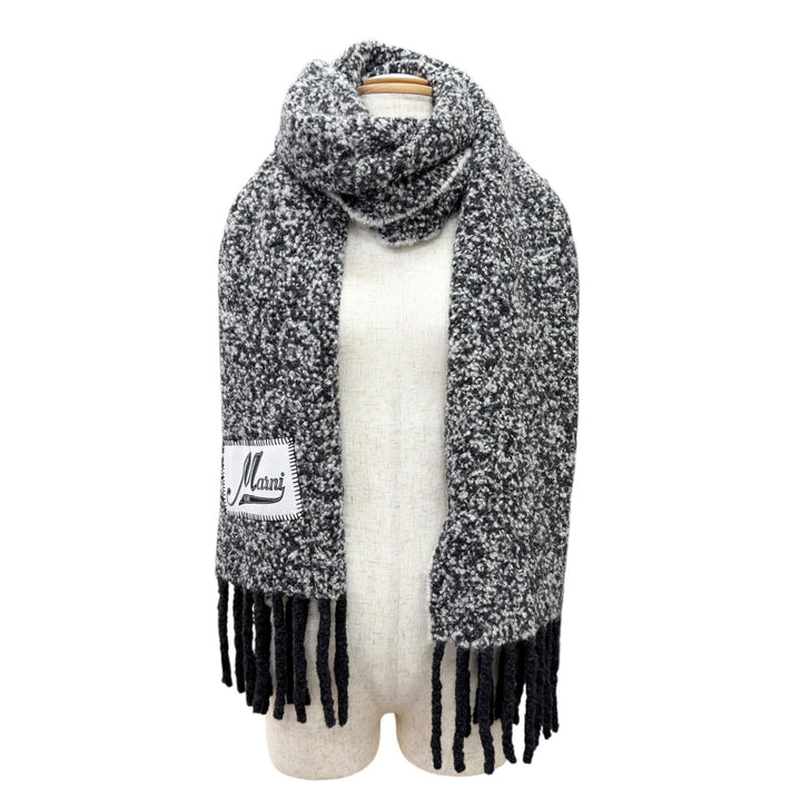 Excellent MARNI Scarf Logo patch, boucle weave, fringe, long alpaca SCMC0145Y0