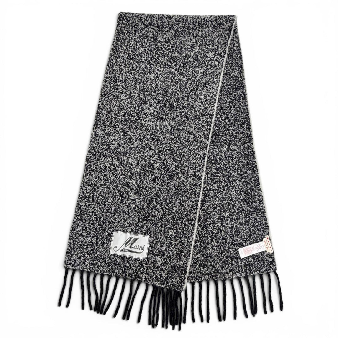 Excellent MARNI Scarf Logo patch, boucle weave, fringe, long alpaca SCMC0145Y0