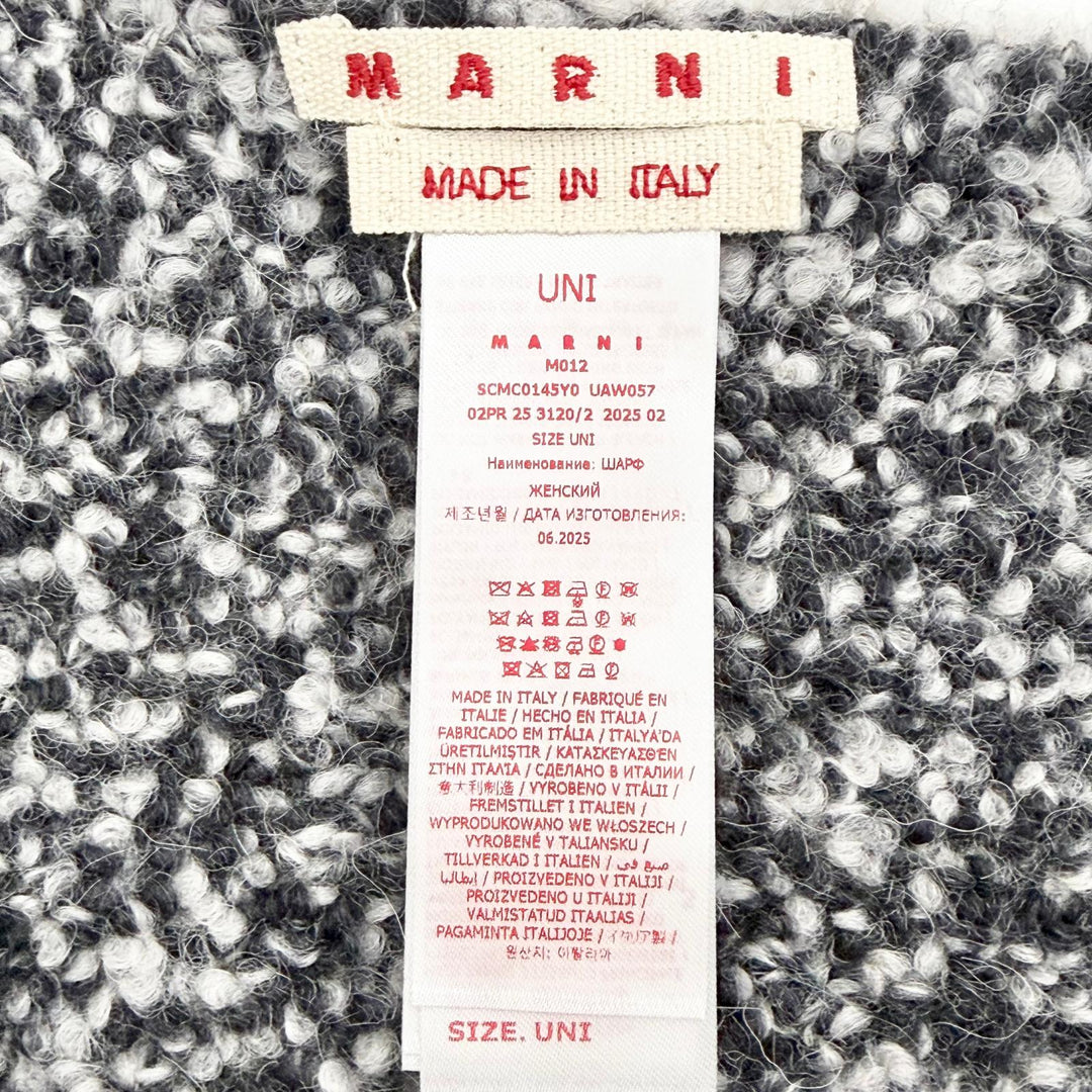 Excellent MARNI Scarf Logo patch, boucle weave, fringe, long alpaca SCMC0145Y0