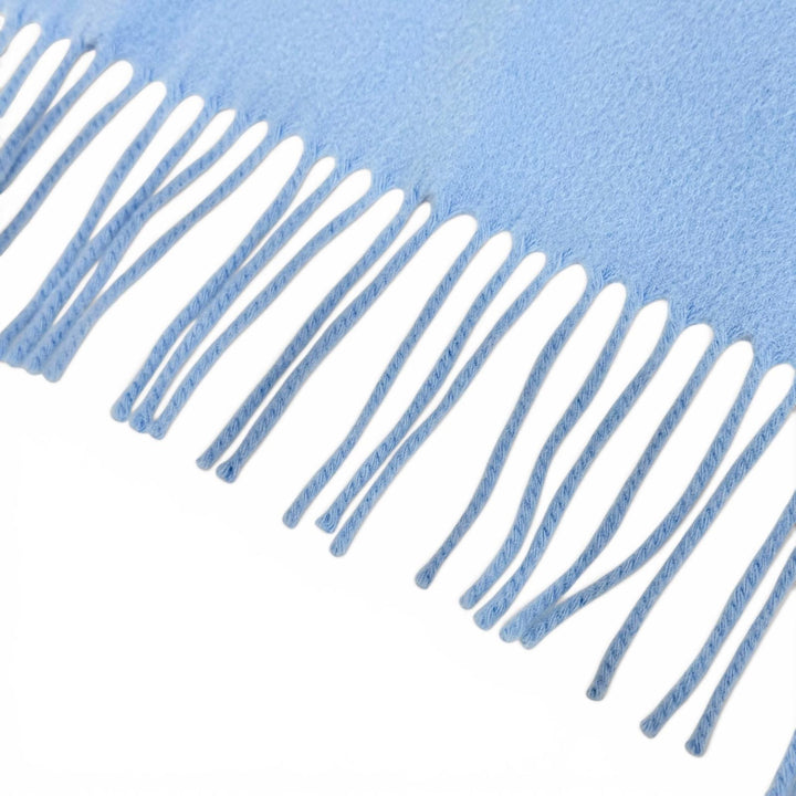 Great HERMES Logo embroidered large shawl stole muffler Light blue cashmere