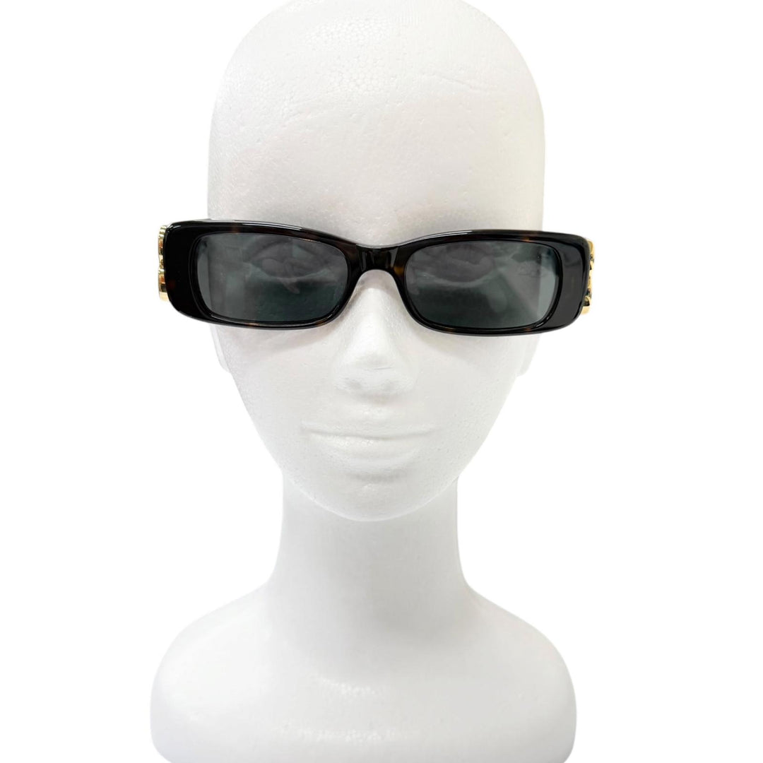 Excellent BALENCIAGA sunglasses BB Logo Metal Eyewear brown marble
