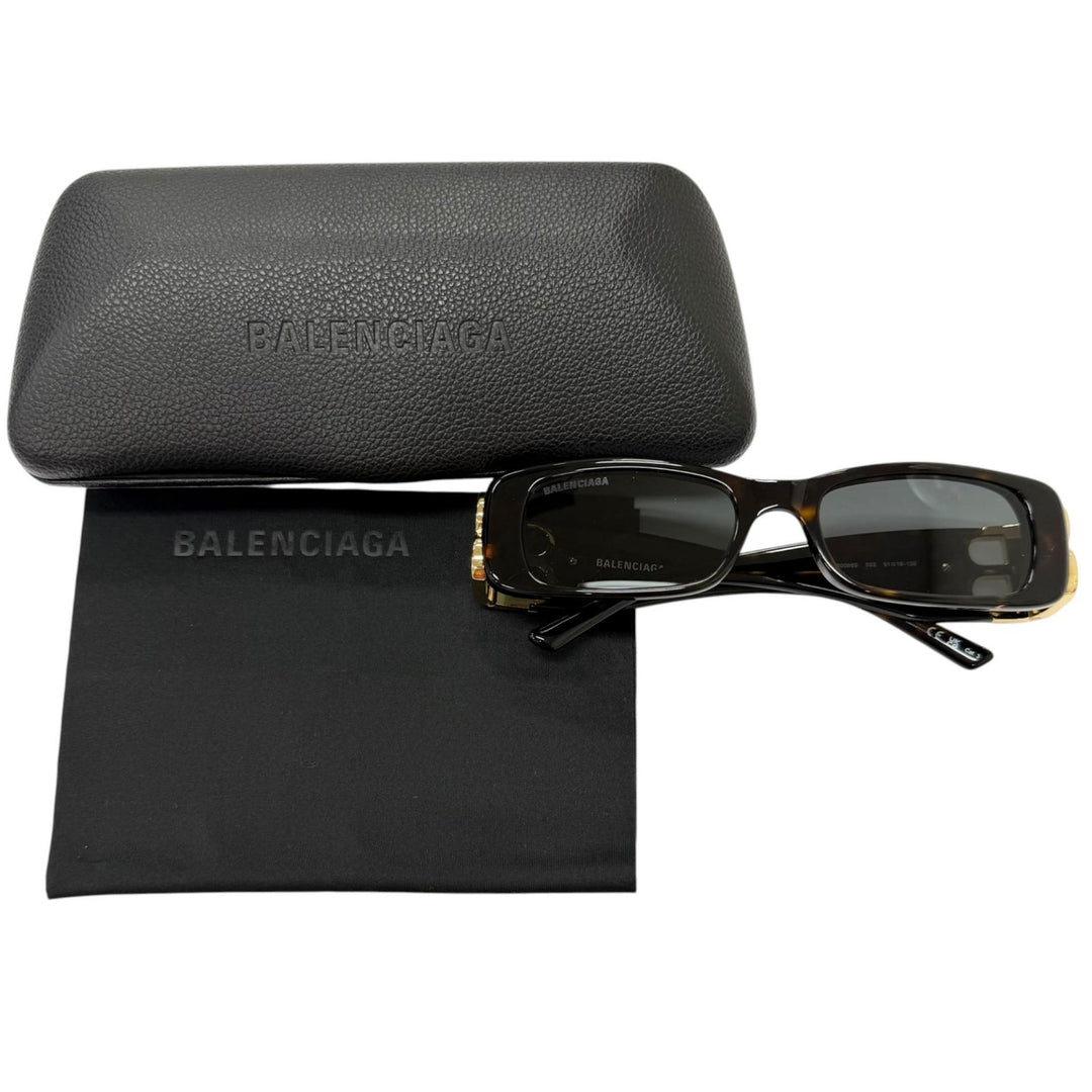 Excellent BALENCIAGA sunglasses BB Logo Metal Eyewear brown marble
