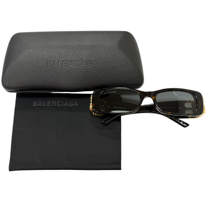 Excellent BALENCIAGA sunglasses BB Logo Metal Eyewear brown marble