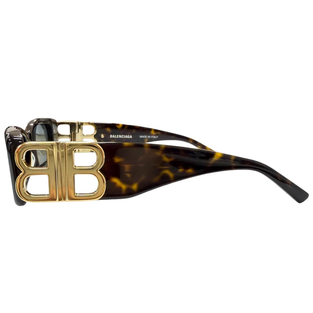 Excellent BALENCIAGA sunglasses BB Logo Metal Eyewear brown marble