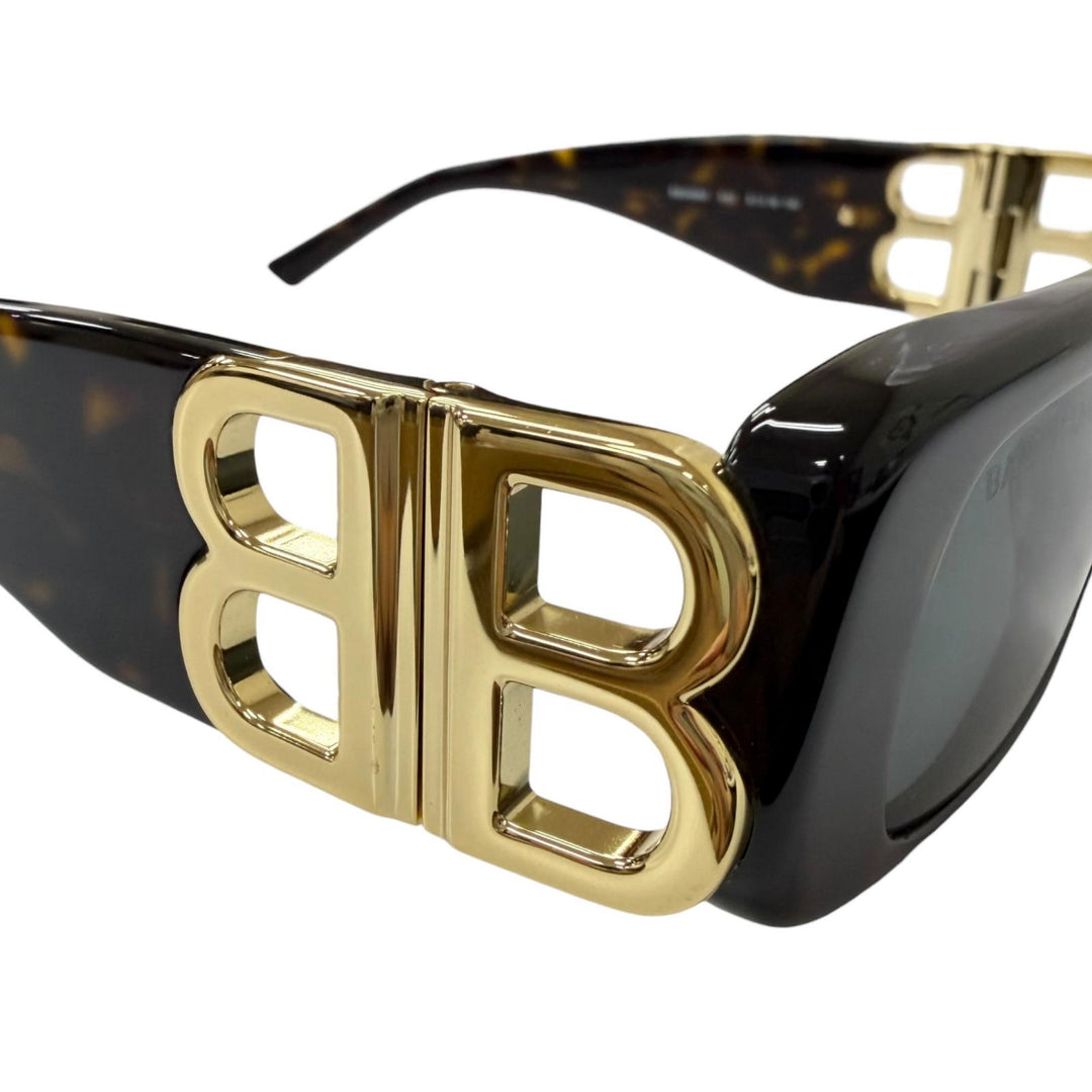 Excellent BALENCIAGA sunglasses BB Logo Metal Eyewear brown marble