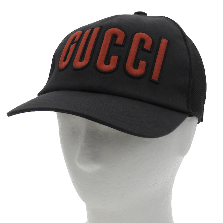 Excellent GUCCI cap Logo patch baseball black cotton mens XL 701324 4HAOY 1060
