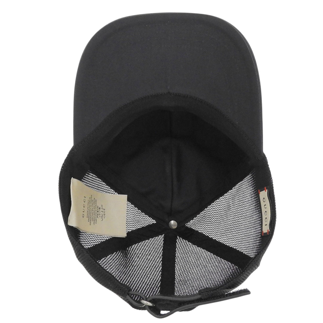 Excellent GUCCI cap Logo patch baseball black cotton mens XL 701324 4HAOY 1060